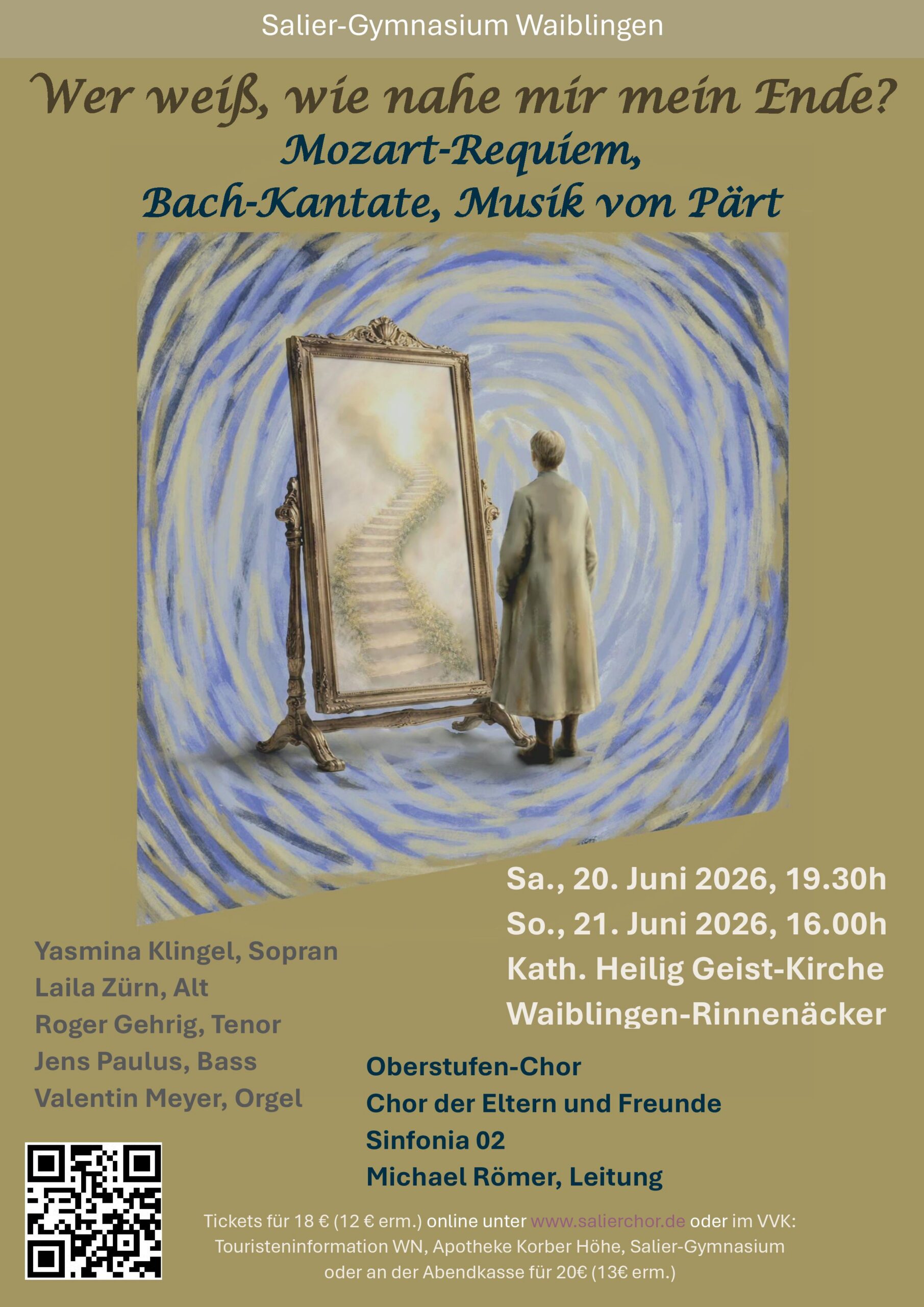 Wer weiß, wie nahe mir mein Ende?
Mozart-Requiem, Bach-Kantate, Musik von Pärt